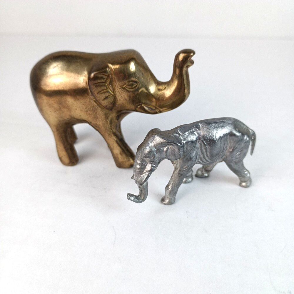 Set Cast Iron Elephant Trunk Down 1.25x2" And Brass Elephant‎ Trunk Up 2.5x2"